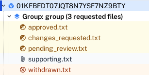 Request file icons during independent review - researcher's view